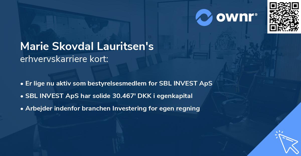 Marie Skovdal Lauritsen's erhvervskarriere kort
