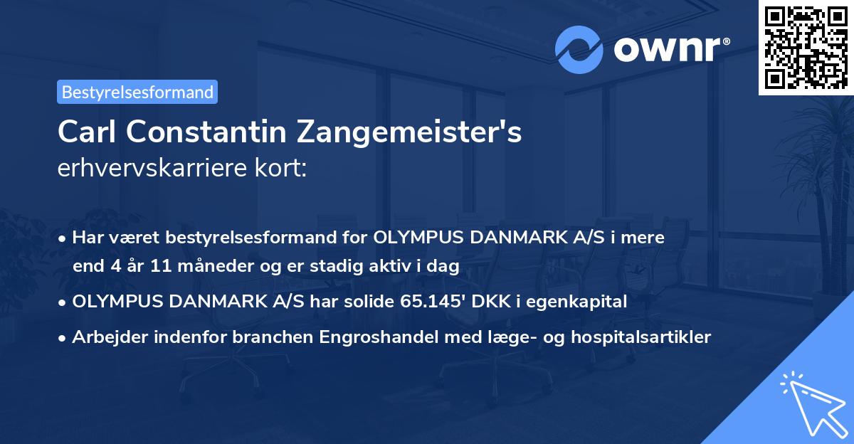 Carl Constantin Zangemeister's erhvervskarriere kort