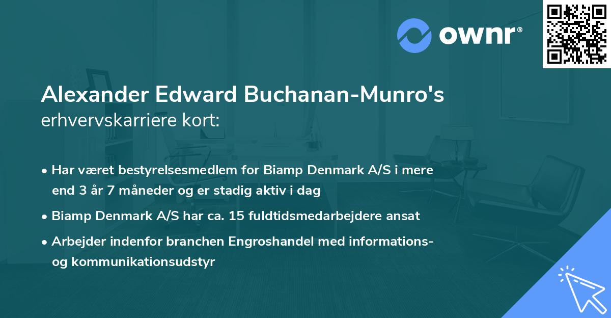 Alexander Edward Buchanan-Munro's erhvervskarriere kort