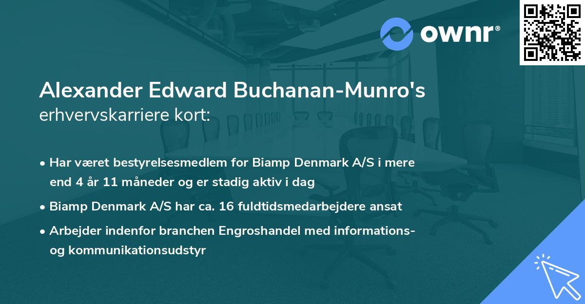 Alexander Edward Buchanan-Munro's erhvervskarriere kort