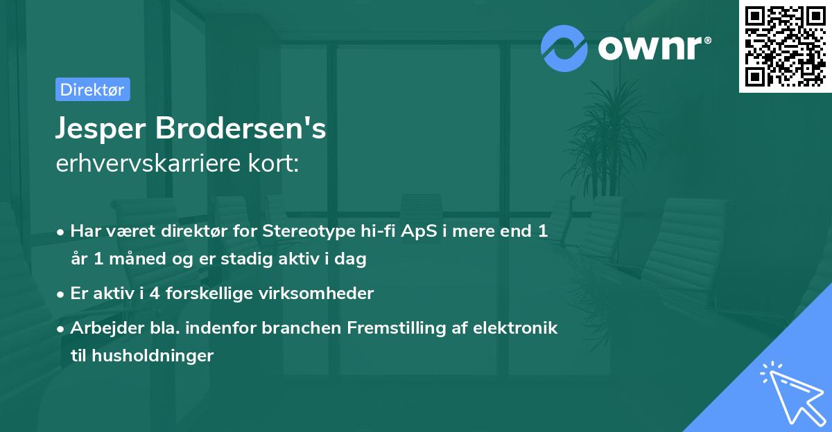 Jesper Brodersen's erhvervskarriere kort