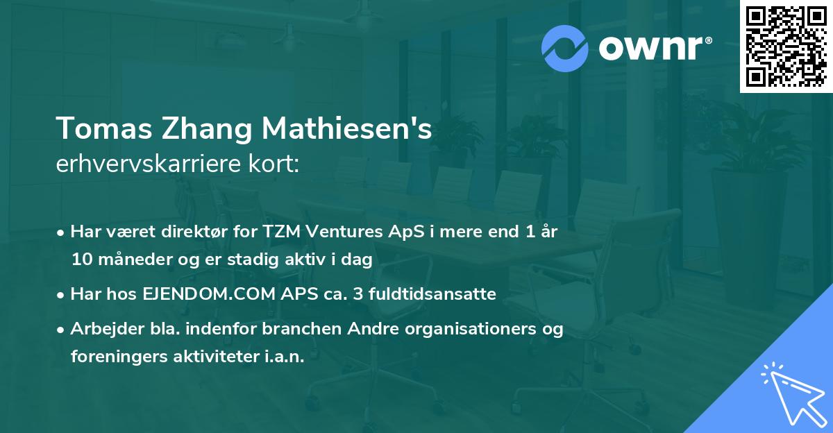 Tomas Zhang Mathiesen's erhvervskarriere kort