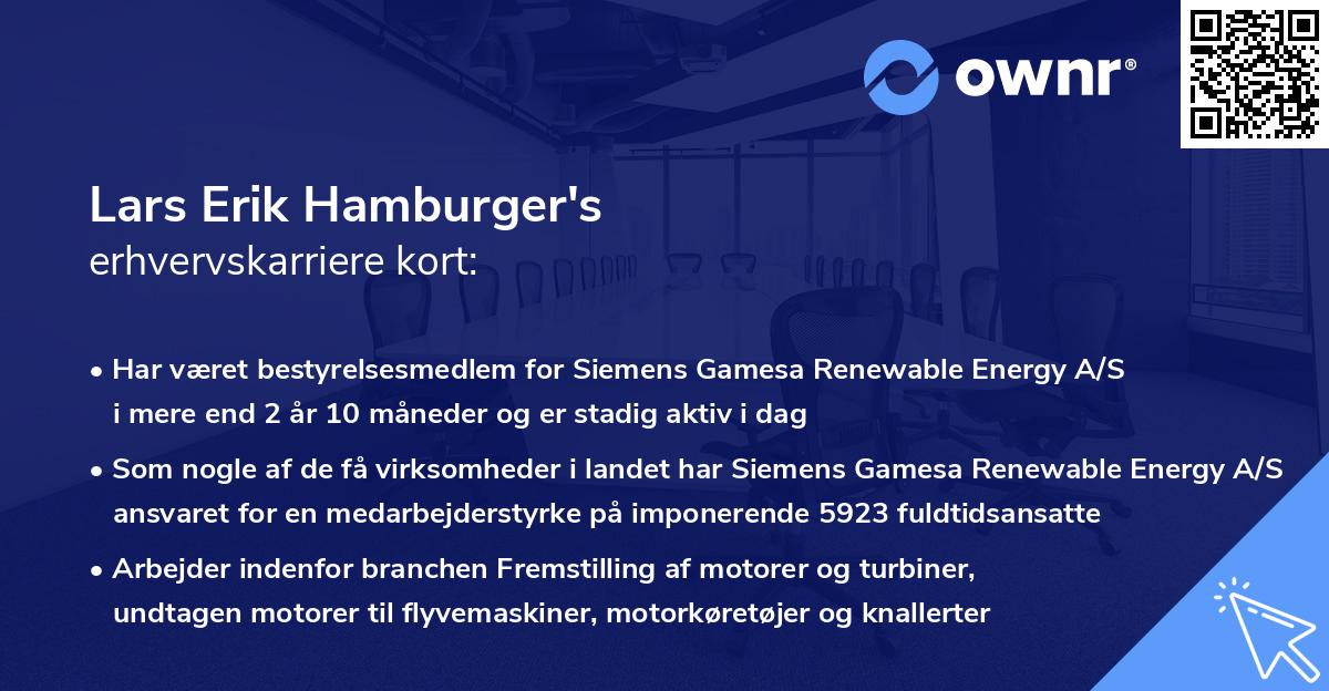 Lars Erik Hamburger's erhvervskarriere kort