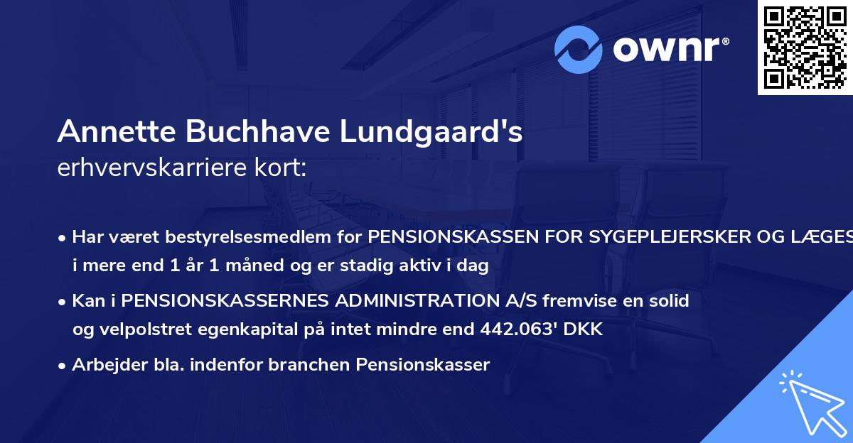 Annette Buchhave Lundgaard's erhvervskarriere kort