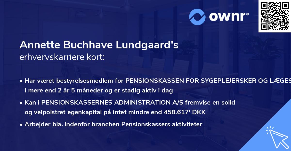 Annette Buchhave Lundgaard's erhvervskarriere kort