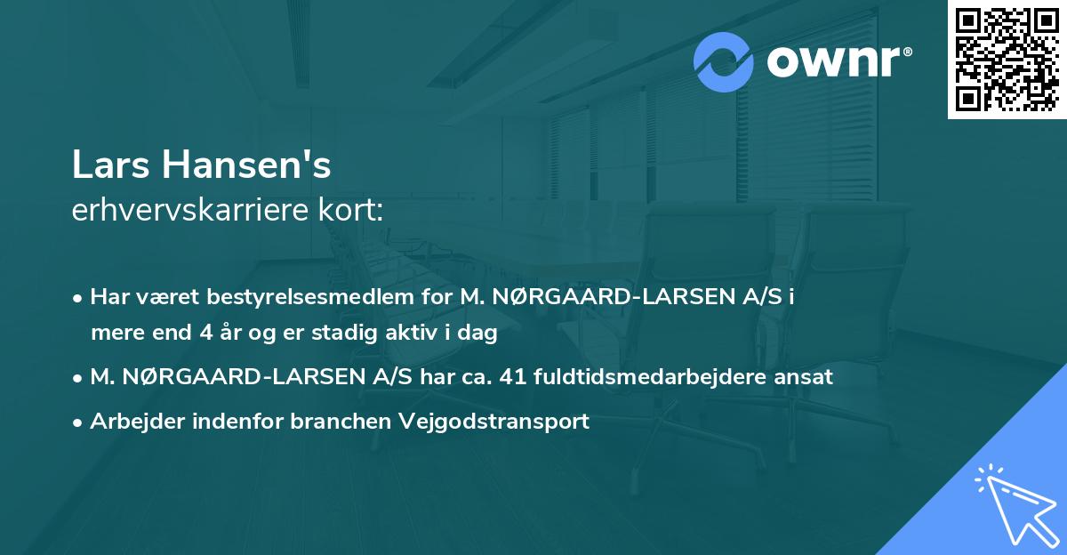 Lars Hansen's erhvervskarriere kort