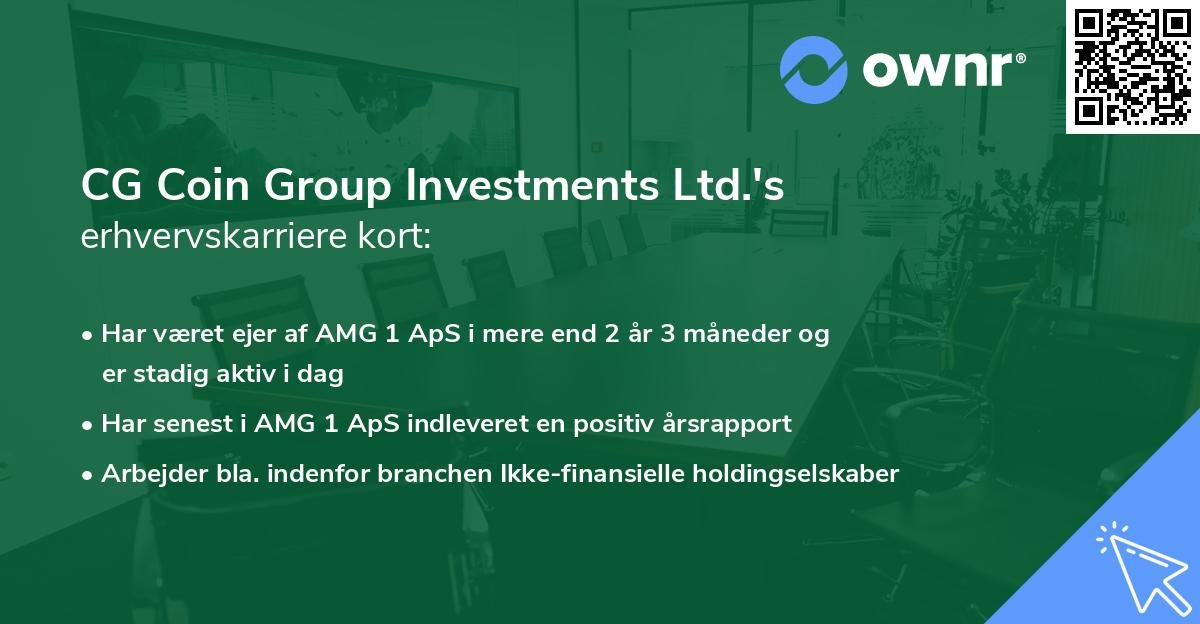 CG Coin Group Investments Ltd.'s erhvervskarriere kort