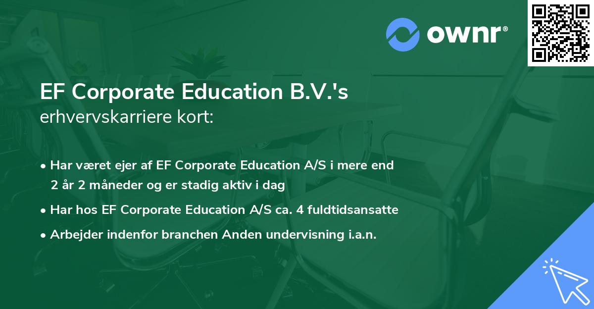 EF Corporate Education B.V.'s erhvervskarriere kort