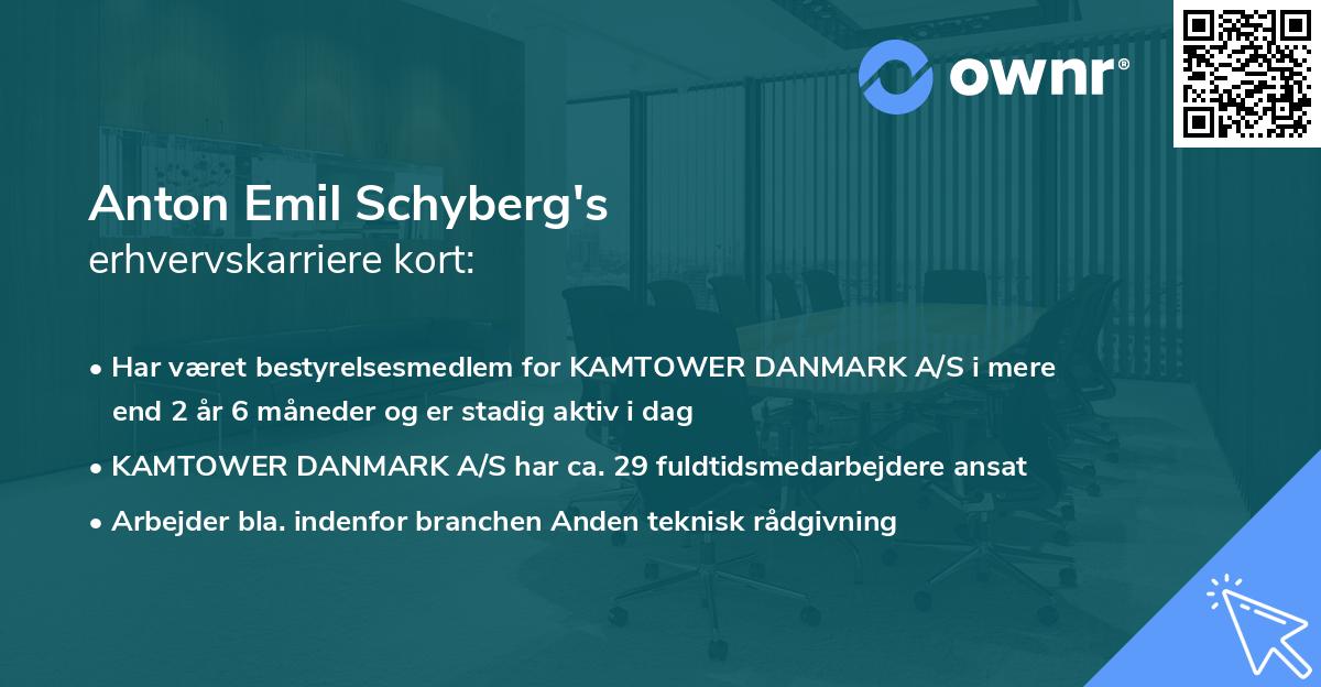 Anton Emil Schyberg's erhvervskarriere kort