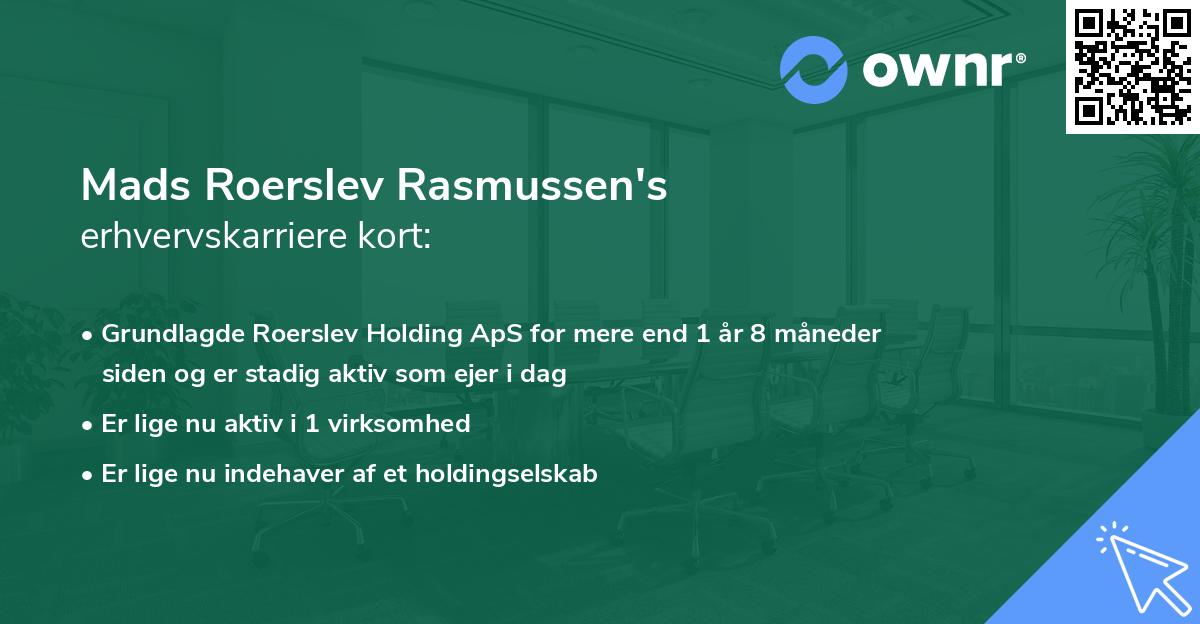 Mads Roerslev Rasmussen's erhvervskarriere kort