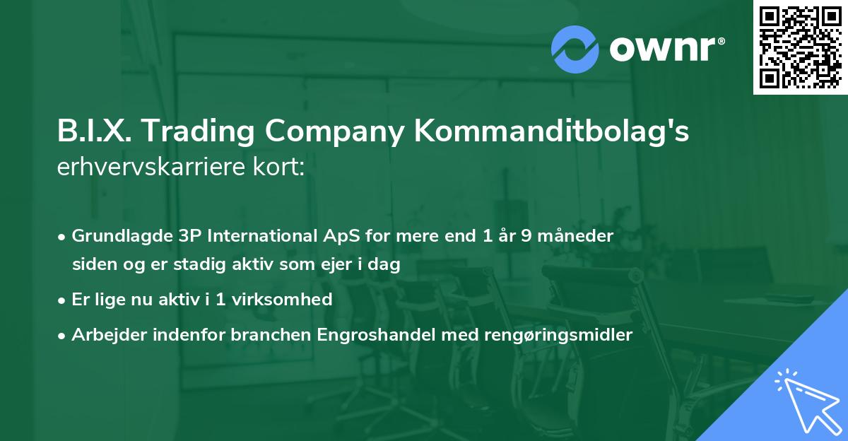 B.I.X. Trading Company Kommanditbolag's erhvervskarriere kort