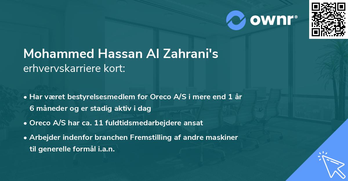 Mohammed Hassan Al Zahrani's erhvervskarriere kort