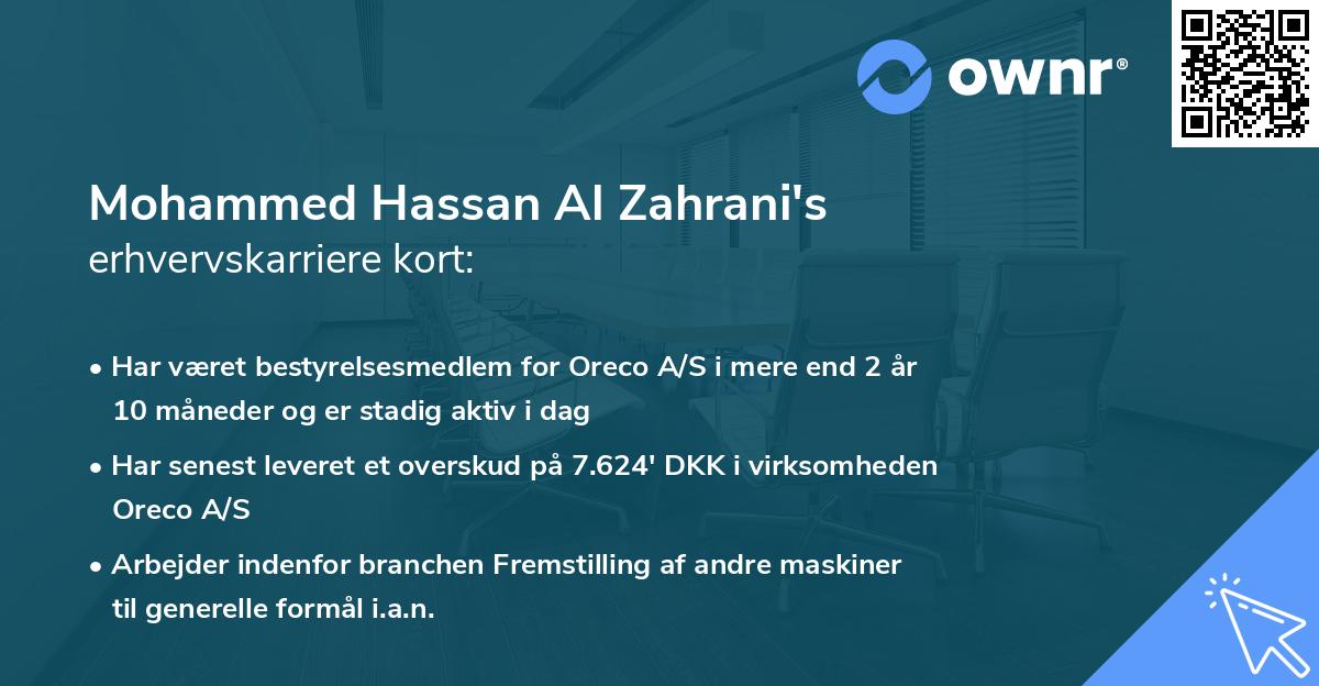 Mohammed Hassan Al Zahrani's erhvervskarriere kort