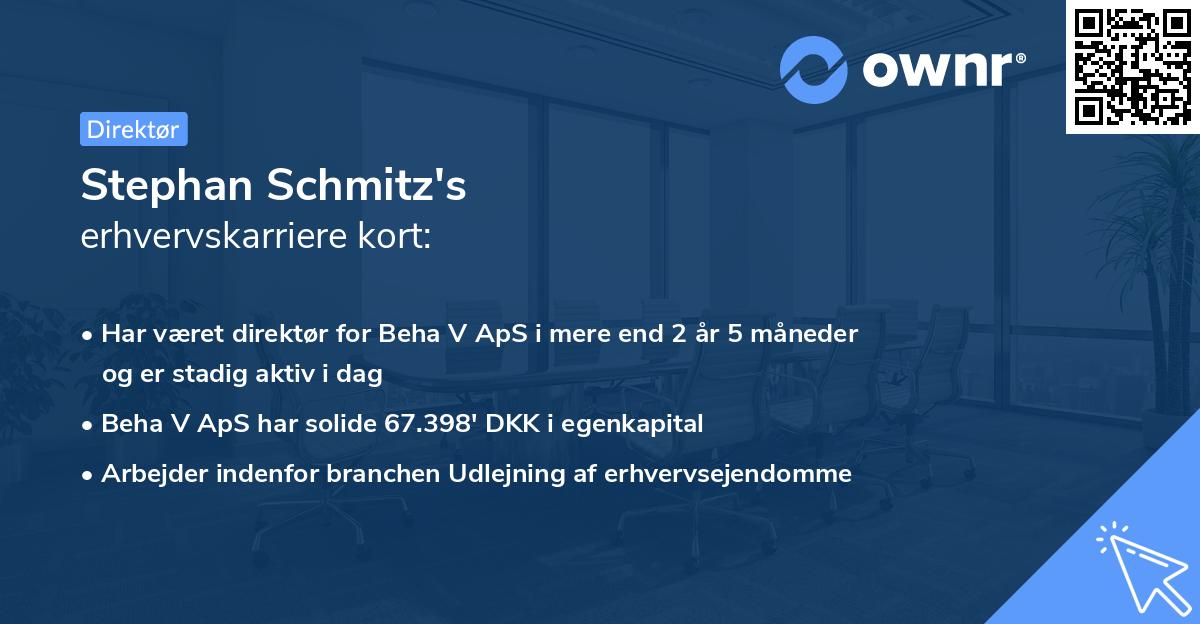 Stephan Schmitz's erhvervskarriere kort