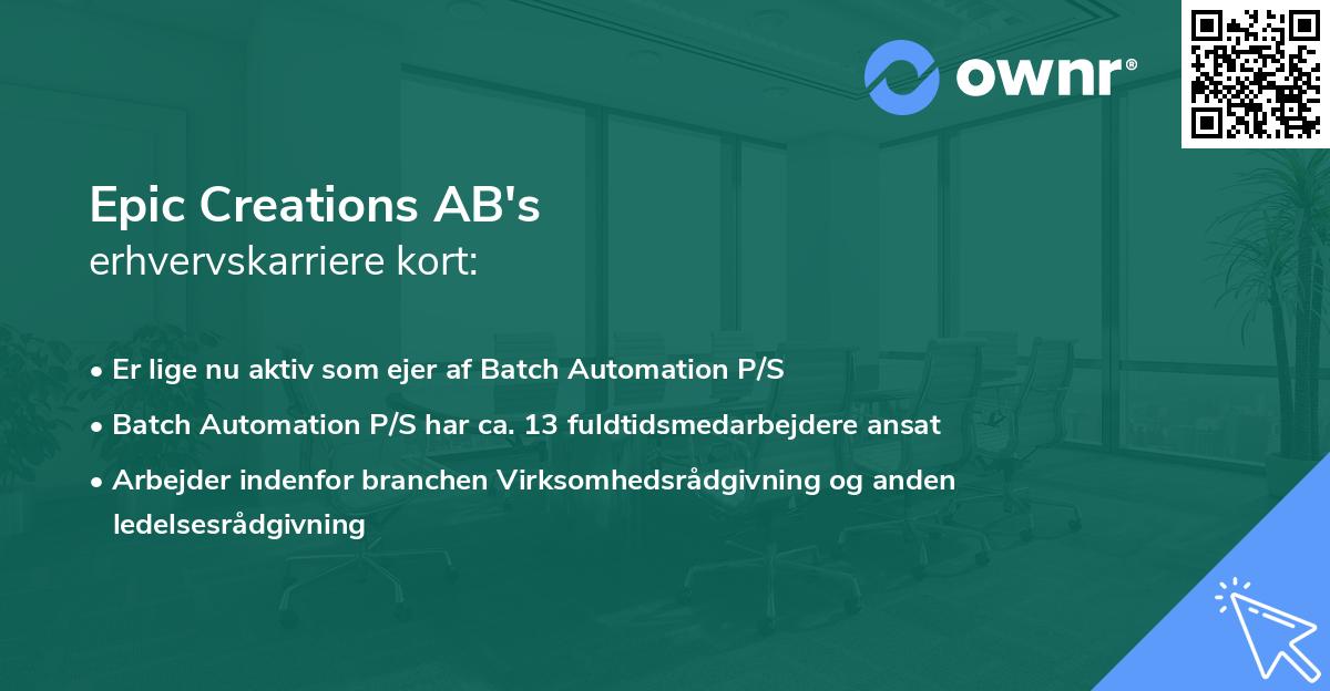 Epic Creations AB's erhvervskarriere kort