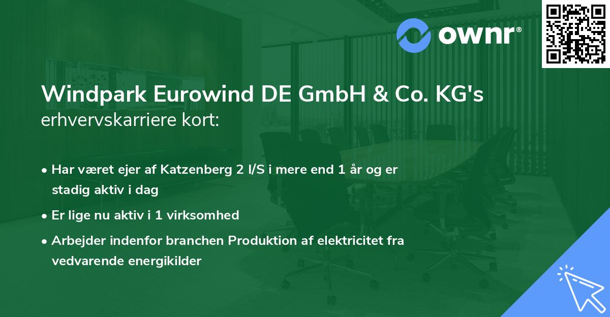 Windpark Eurowind DE GmbH & Co. KG's erhvervskarriere kort