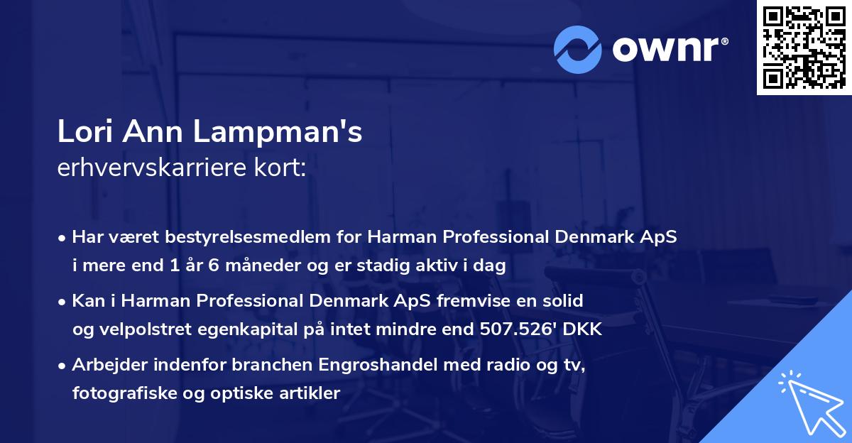 Lori Ann Lampman's erhvervskarriere kort