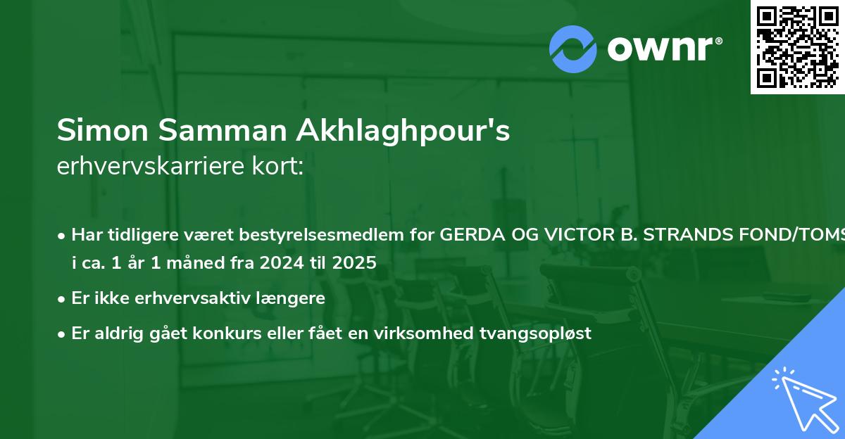 Simon Samman Akhlaghpour's erhvervskarriere kort