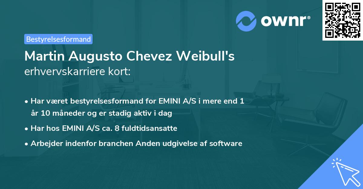 Martin Augusto Chevez Weibull's erhvervskarriere kort