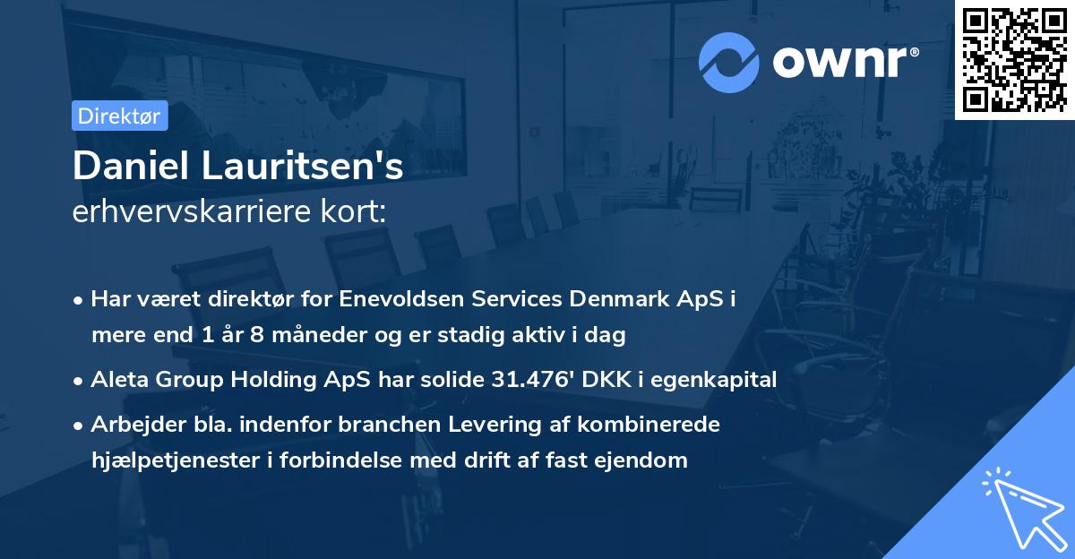 Daniel Lauritsen's erhvervskarriere kort