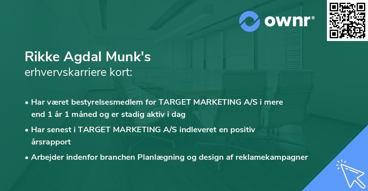 Rikke Agdal Munk's erhvervskarriere kort