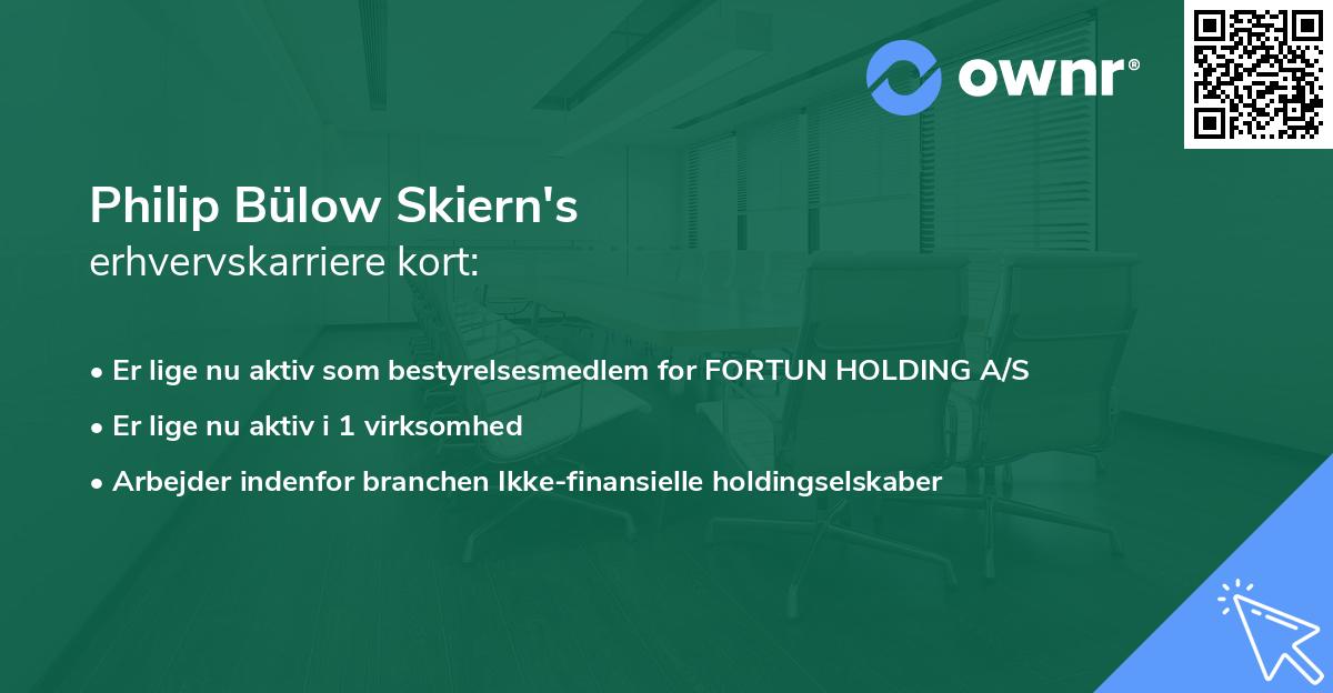 Philip Bülow Skiern's erhvervskarriere kort