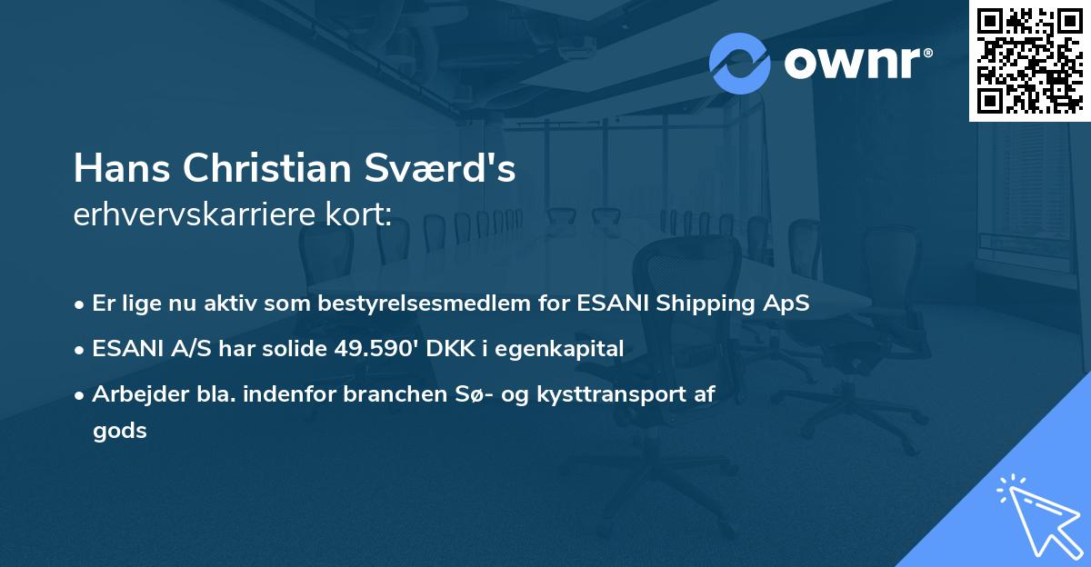 Hans Christian Sværd's erhvervskarriere kort