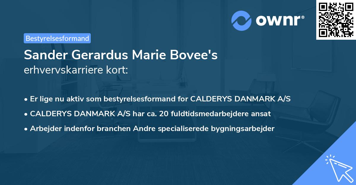 Sander Gerardus Marie Bovee's erhvervskarriere kort