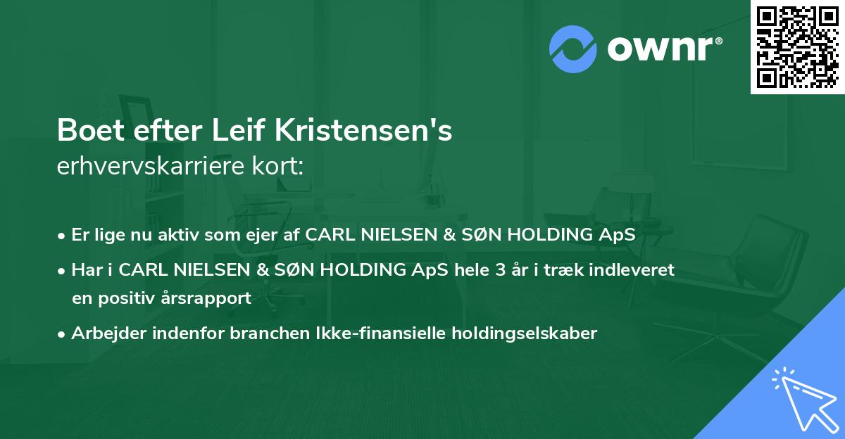 Boet efter Leif Kristensen's erhvervskarriere kort