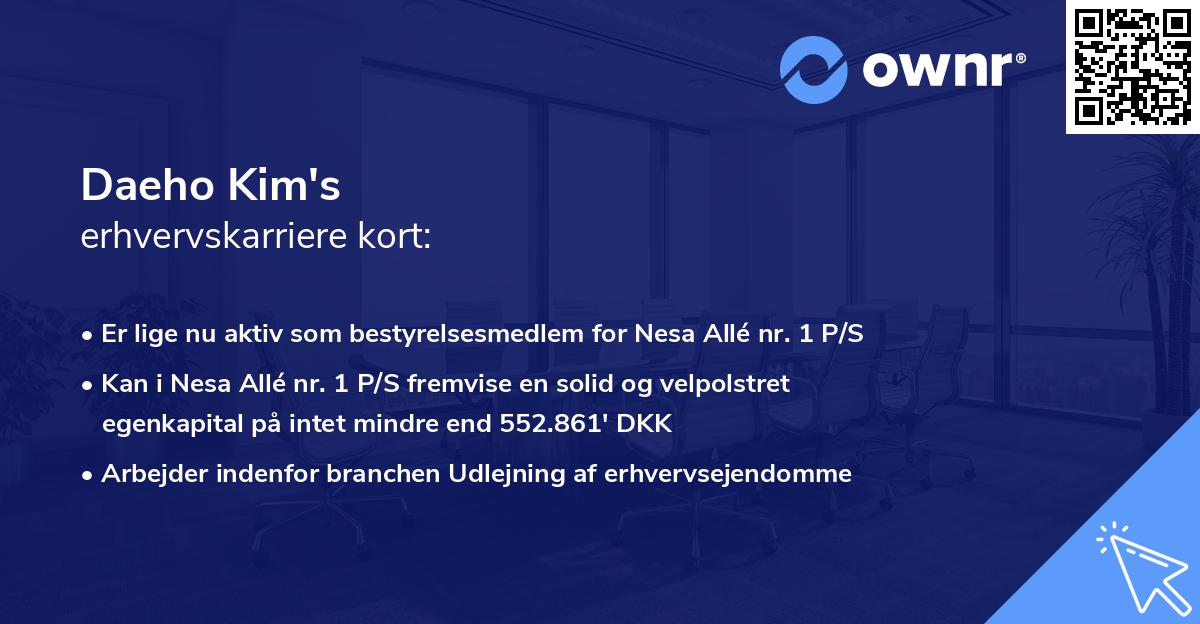 Daeho Kim's erhvervskarriere kort