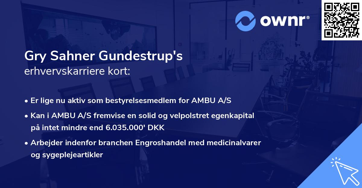 Gry Sahner Gundestrup's erhvervskarriere kort