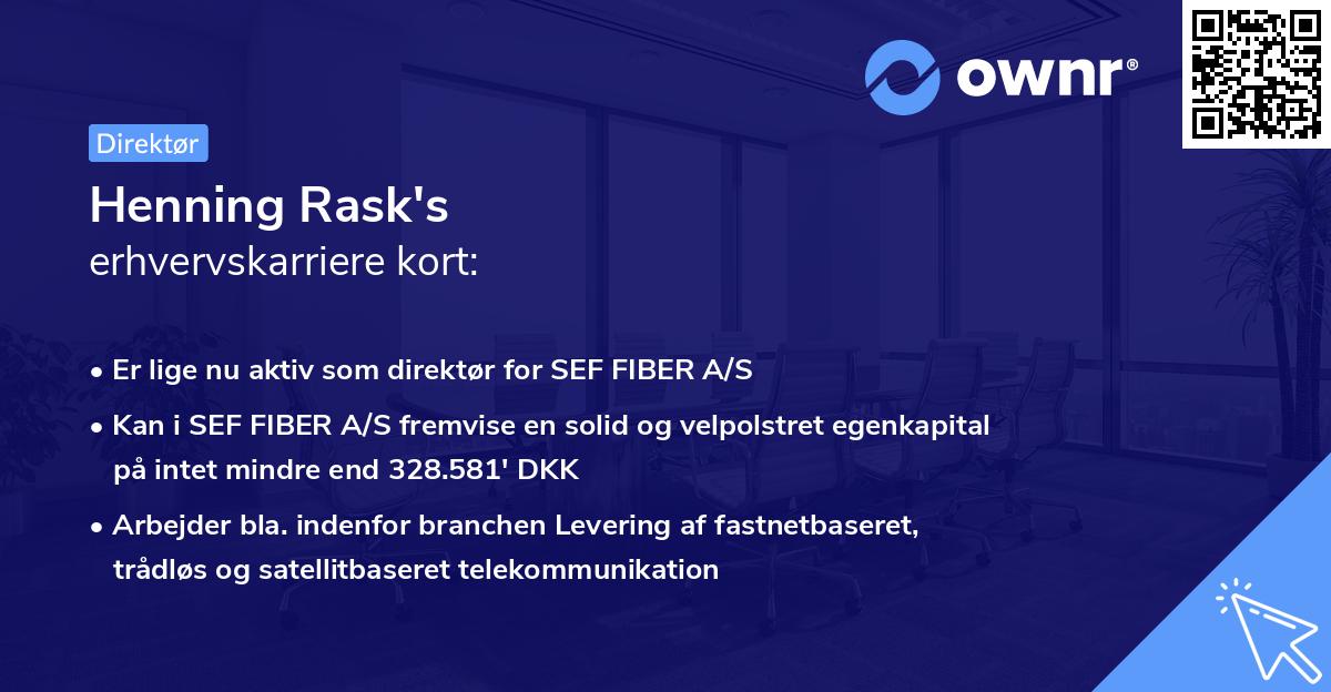 Henning Rask's erhvervskarriere kort