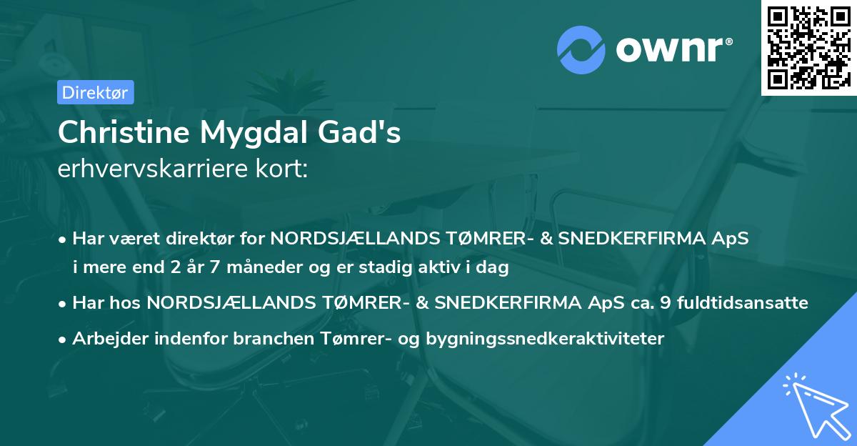 Christine Mygdal Gad's erhvervskarriere kort