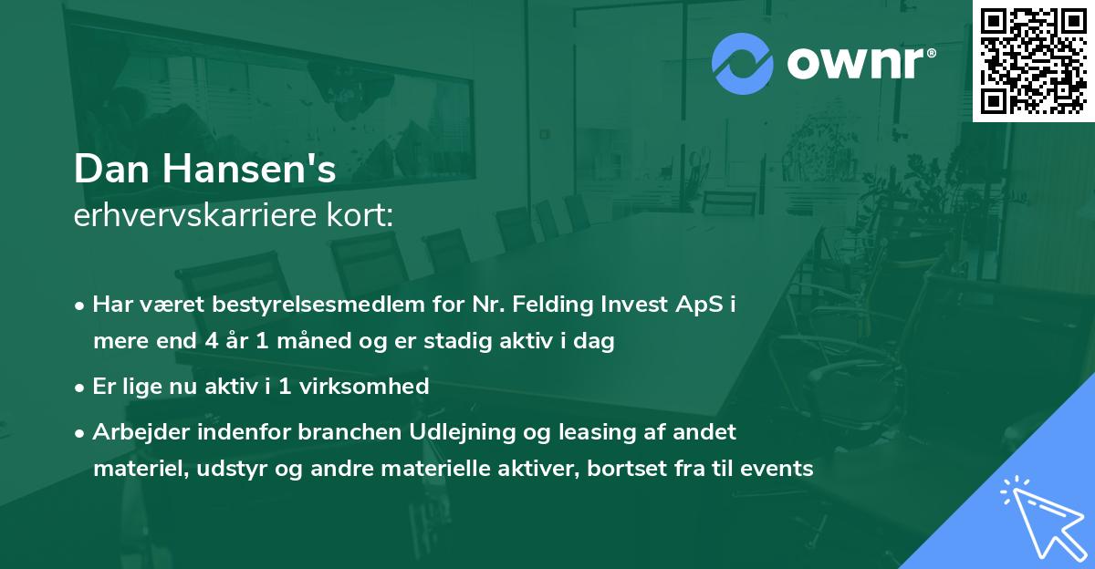 Dan Hansen's erhvervskarriere kort