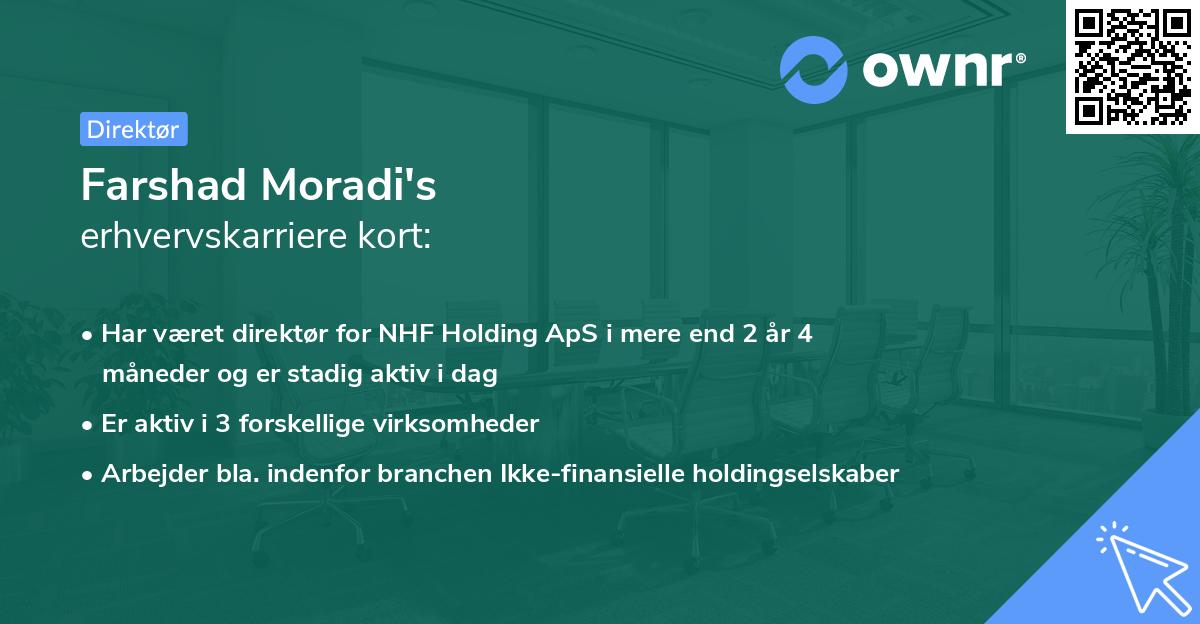 Farshad Moradi's erhvervskarriere kort