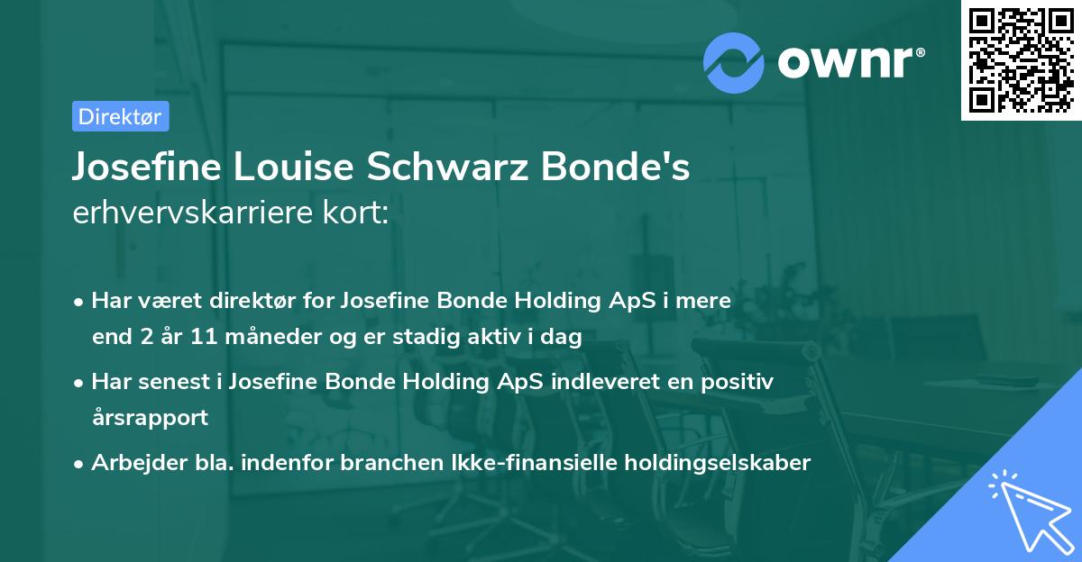 Josefine Louise Schwarz Bonde's erhvervskarriere kort