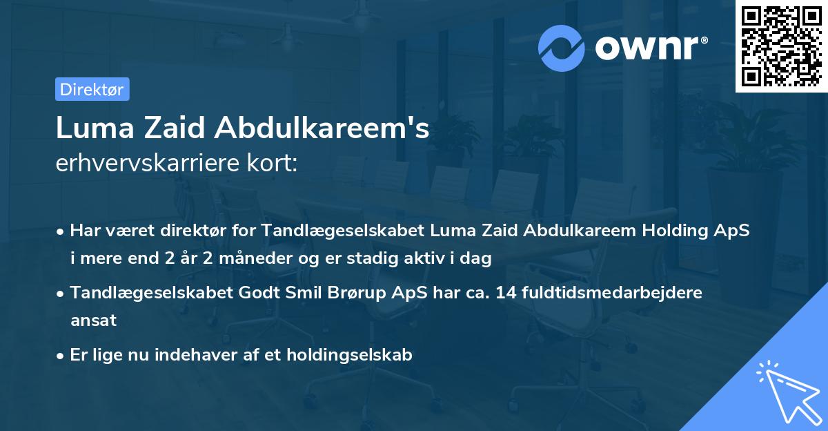 Luma Zaid Abdulkareem's erhvervskarriere kort