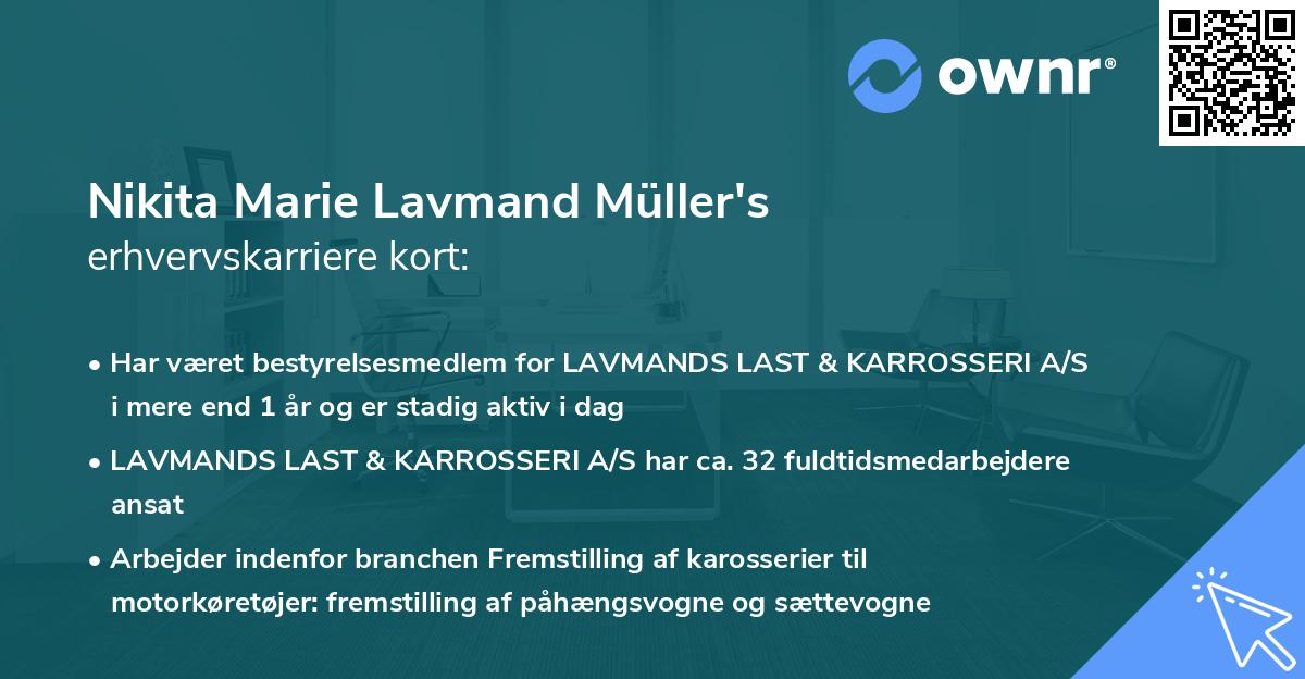 Nikita Marie Lavmand Müller's erhvervskarriere kort