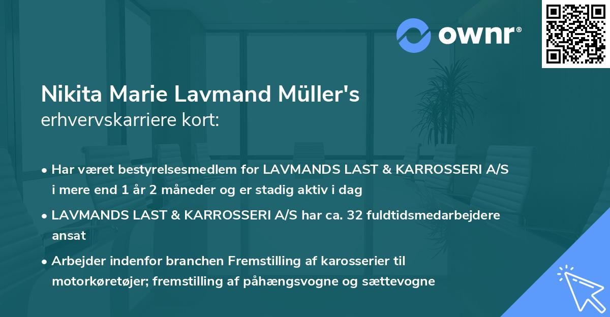 Nikita Marie Lavmand Müller's erhvervskarriere kort