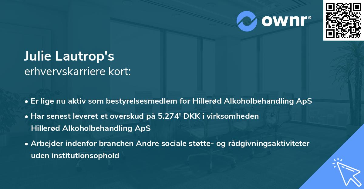 Julie Lautrop's erhvervskarriere kort