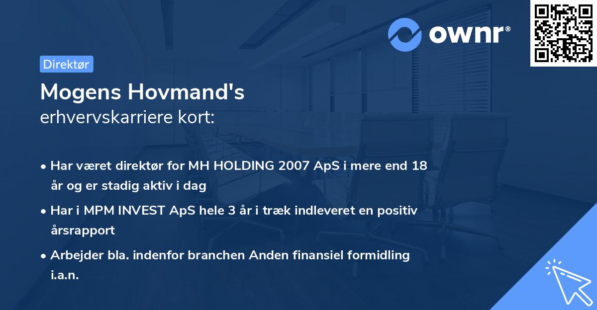 Mogens Hovmand's erhvervskarriere kort