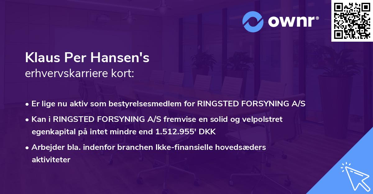 Klaus Per Hansen's erhvervskarriere kort