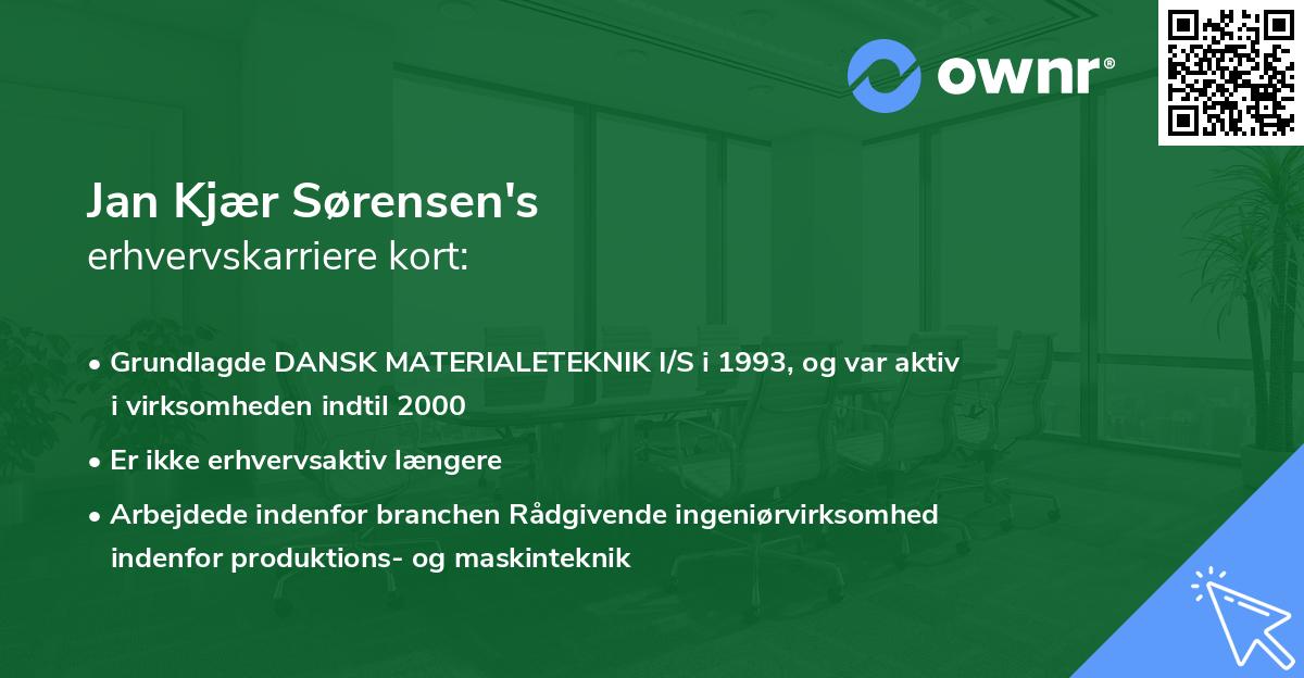 Jan Kjær Sørensen's erhvervskarriere kort