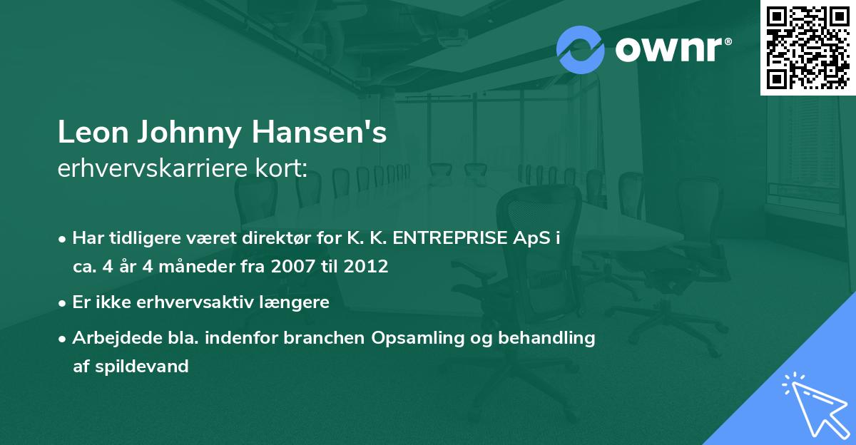 Leon Johnny Hansen's erhvervskarriere kort