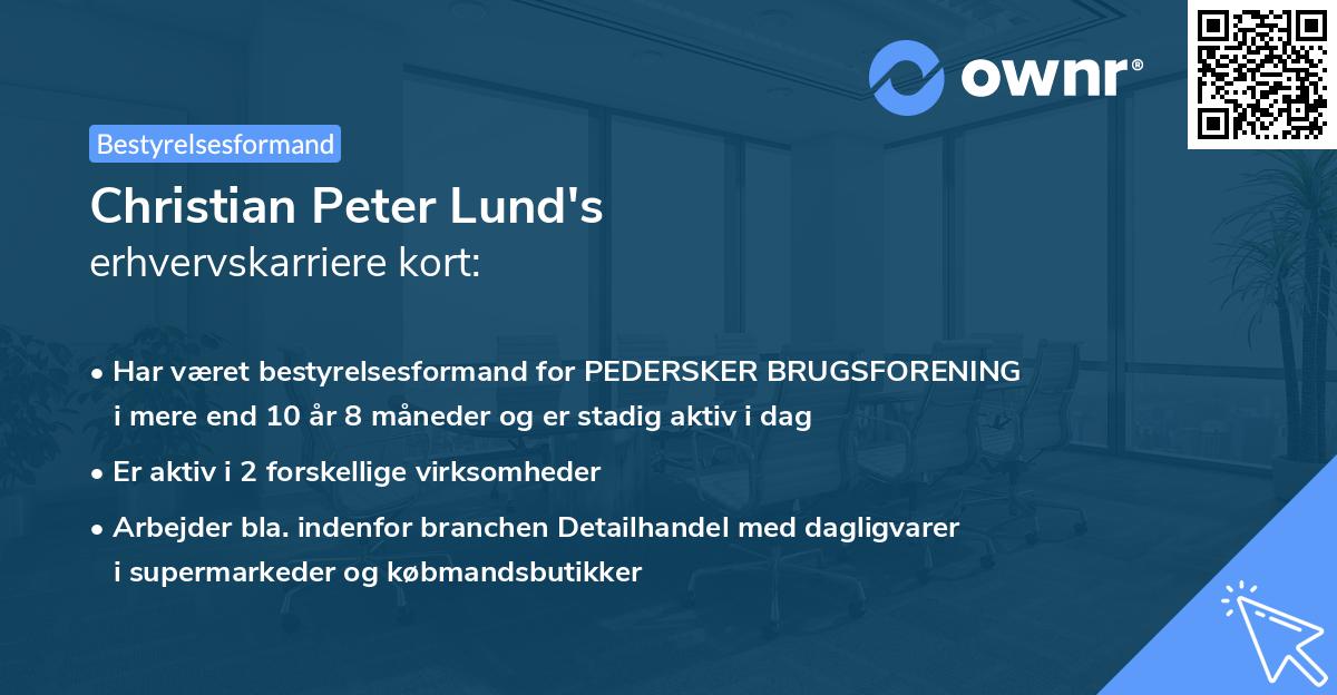 Christian Peter Lund's erhvervskarriere kort