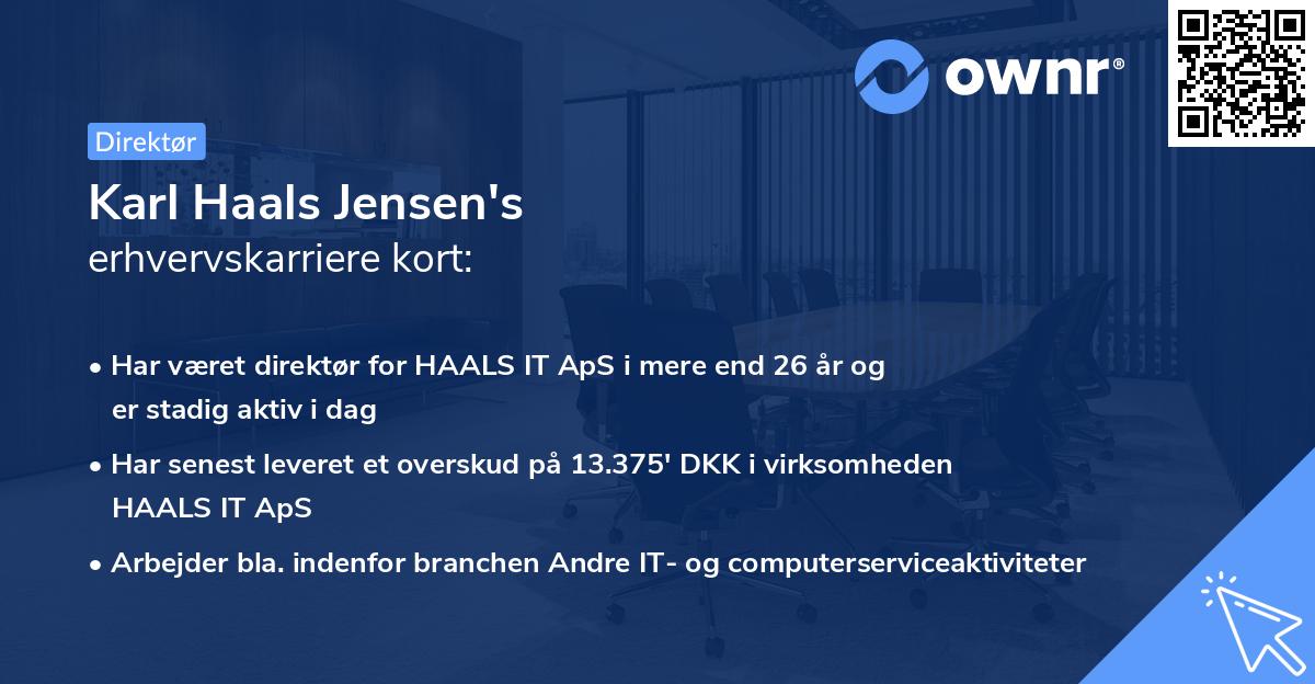 Karl Haals Jensen's erhvervskarriere kort