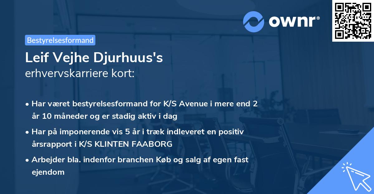 Leif Vejhe Djurhuus's erhvervskarriere kort
