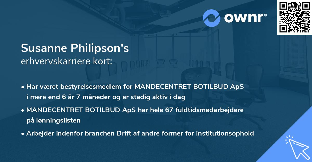 Susanne Philipson's erhvervskarriere kort