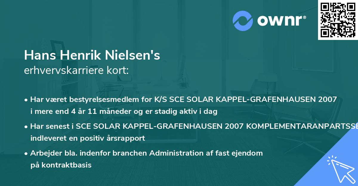 Hans Henrik Nielsen's erhvervskarriere kort