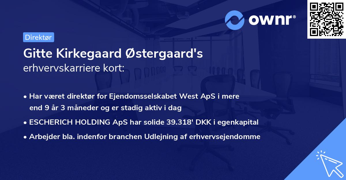 Gitte Kirkegaard Østergaard's erhvervskarriere kort